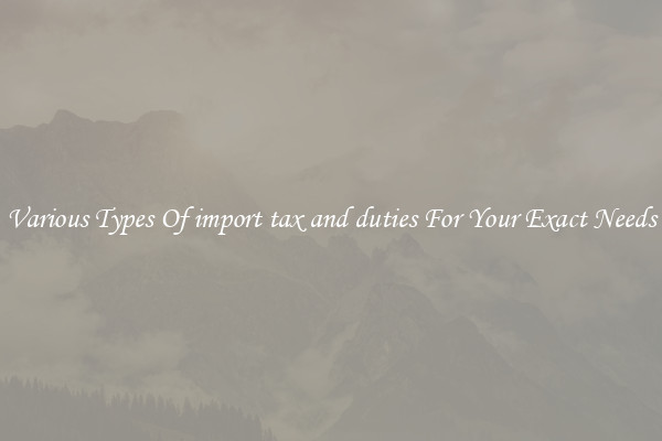 Various Types Of import tax and duties For Your Exact Needs