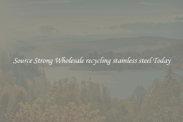 Source Strong Wholesale recycling stainless steel Today