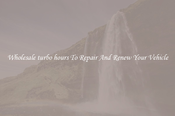 Wholesale turbo hours To Repair And Renew Your Vehicle