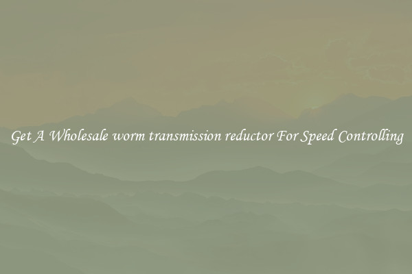 Get A Wholesale worm transmission reductor For Speed Controlling